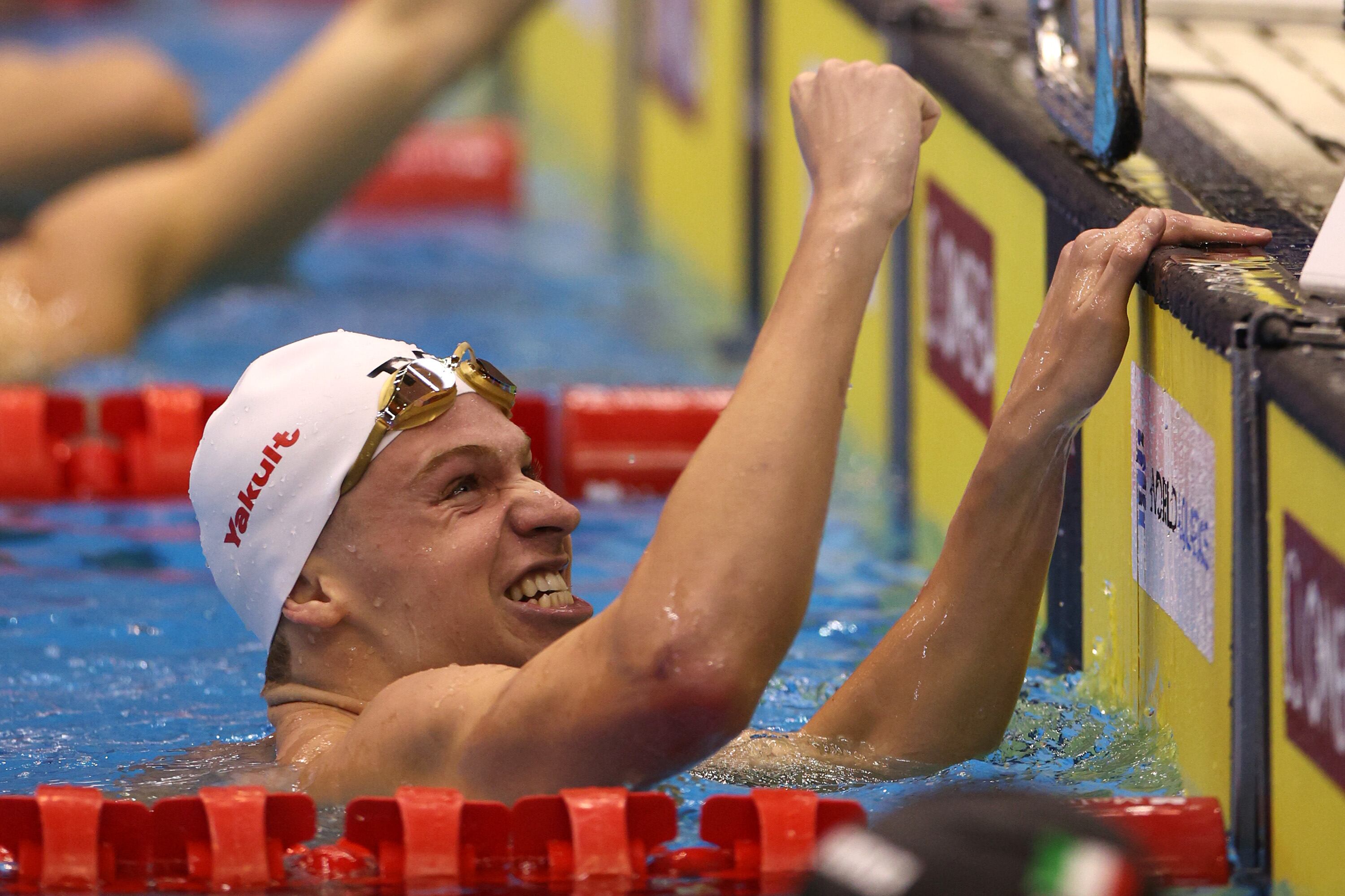 León Marchand en Fukuoka 2023 (Photo by Adam Pretty/Getty Images)
