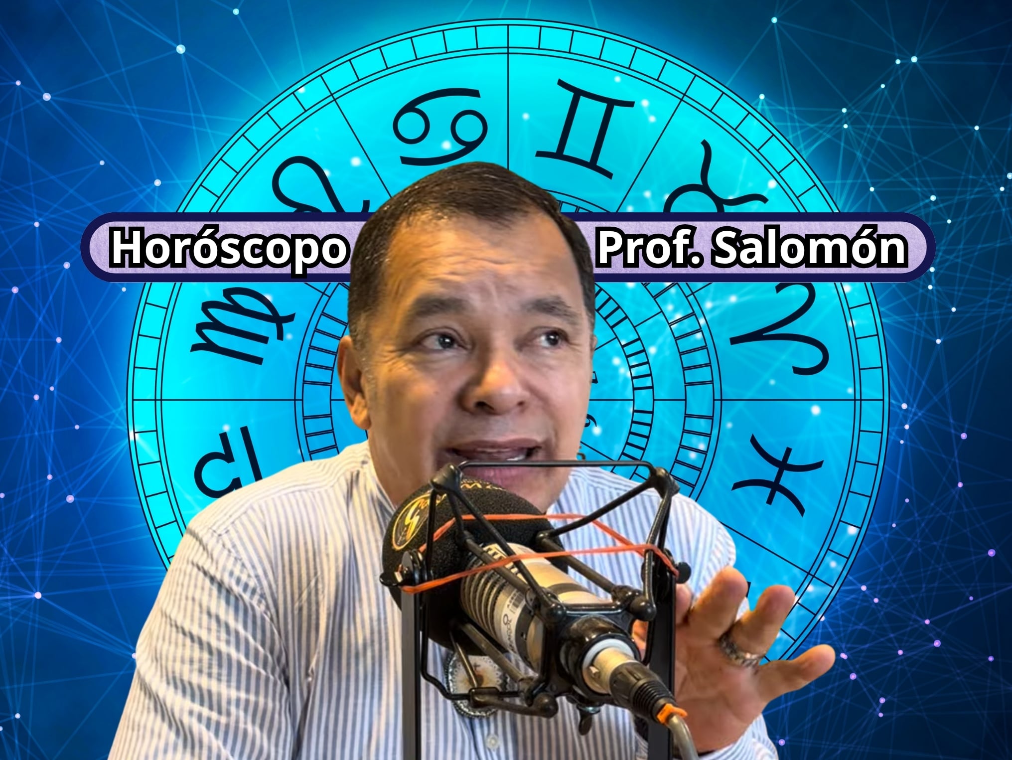 Él es el profesor Salomón, experto en la lectura del Horóscopo y el Tarot (Crédito: Profesor Salomón - Youtube) // De fondo: Imagen ilustrativa del horóscopo (crédito: Getty Images).