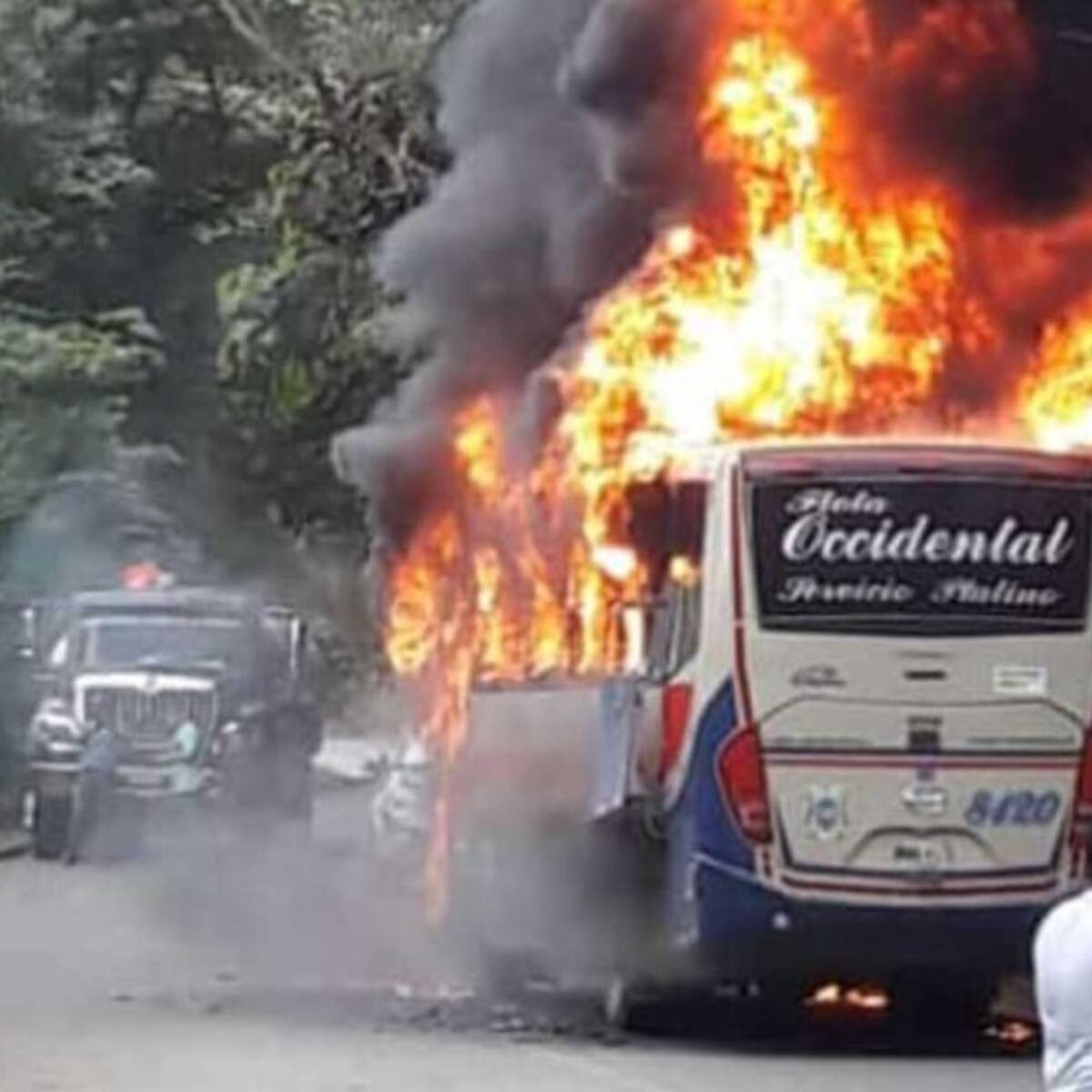 ELN incineró un bus en la vía Quibdó - Pereira