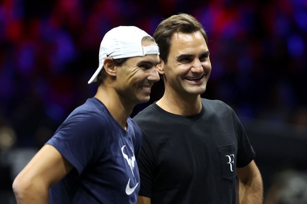 Rafael Nadal y Roger Federer. Foto: Julian Finney / Getty Images for Laver Cup