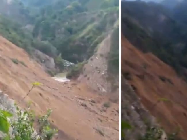 Video: una montaña se derrumbó en Santander y tapó una quebrada que desemboca en el río Chicamocha