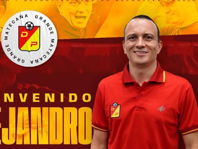 Póster de bienvenida de Alejandro Restrepo en Deportivo Pereira