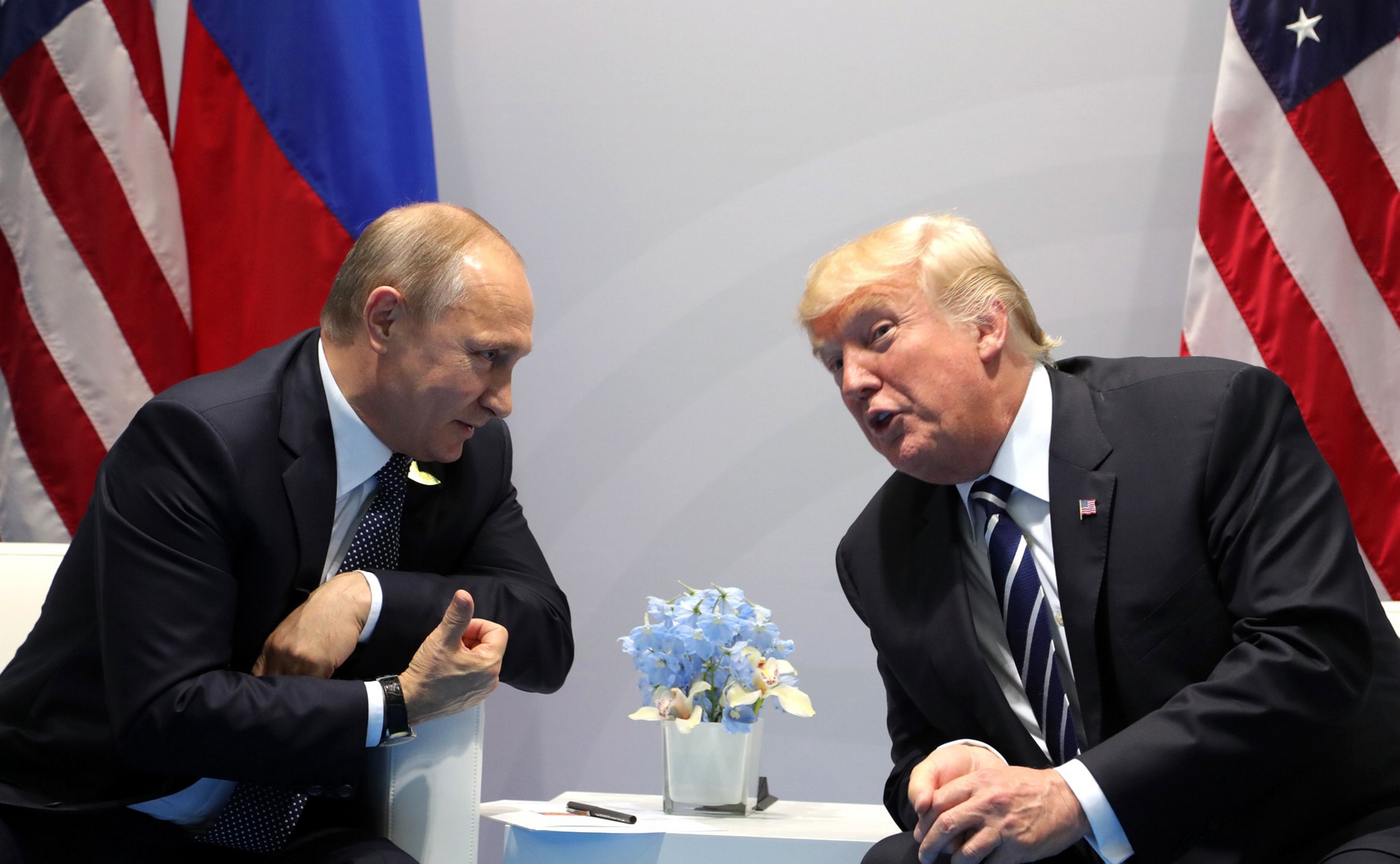 Photograph of Vladimir Putin and President Donald Trump meeting at the 2017 G20 summit. (Photo by: Universal History Archive/Universal Images Group via Getty Images)