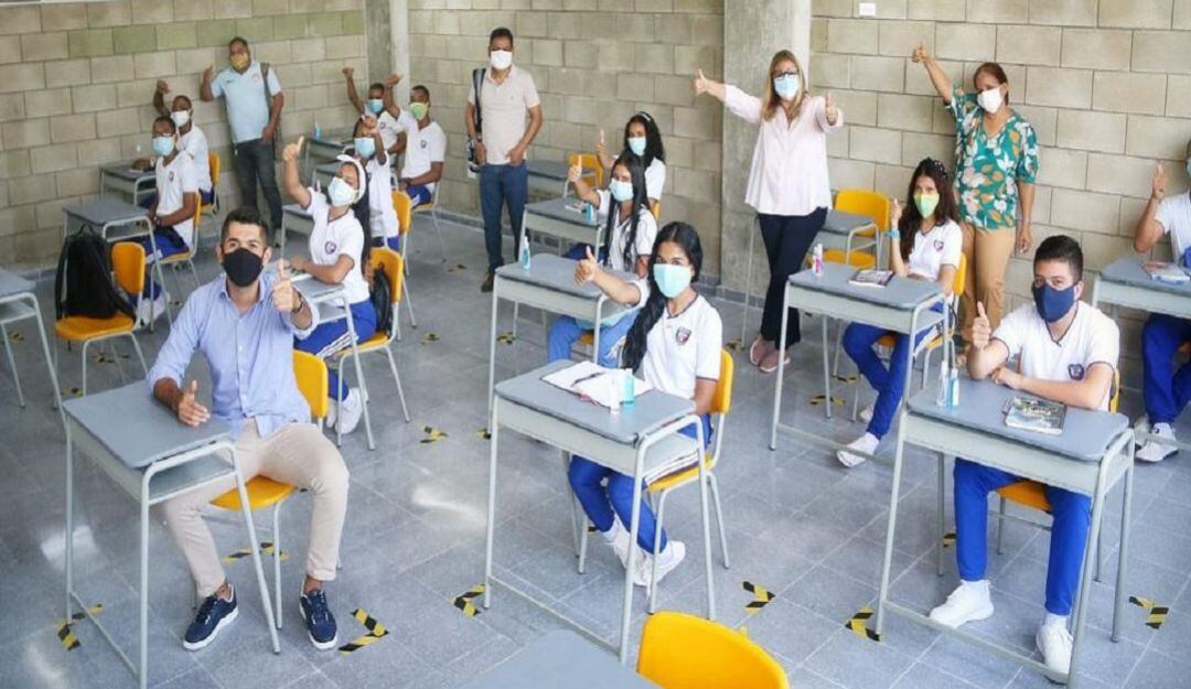Uno de los colegios que retorna a clases presenciales en Barranquilla.
