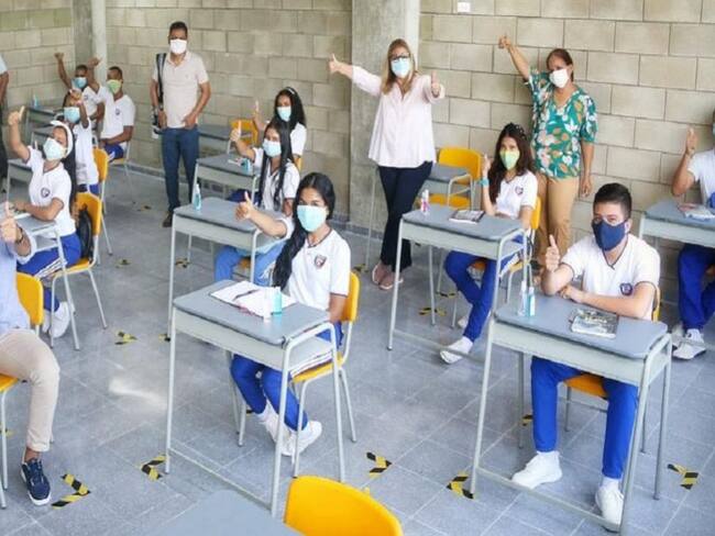 Uno de los colegios que retorna a clases presenciales en Barranquilla.