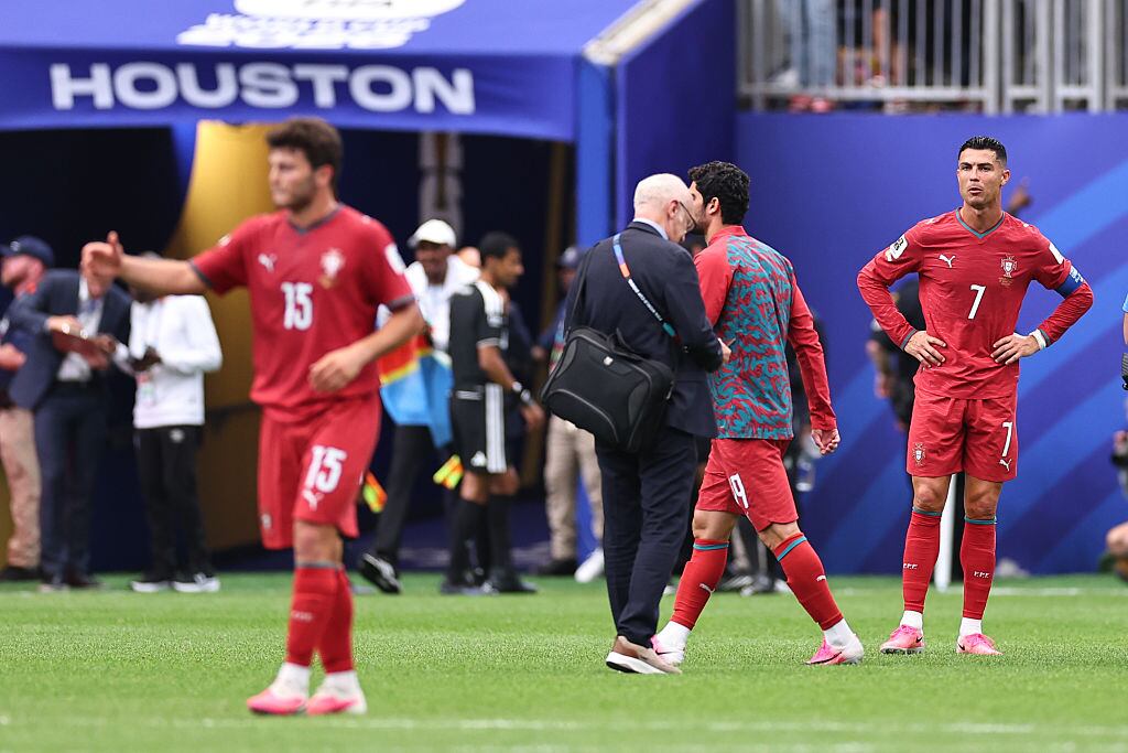 HOUSTON, TEXAS - JUNE 17: A dejected Cristiano Ronaldo of Portugal at full time during the FIFA World Cup 2026 Group K match between Portugal and Congo DR at Houston Stadium on June 17, 2026 in Houston, United States. (Photo by Robbie Jay Barratt - AMA/Getty Images)