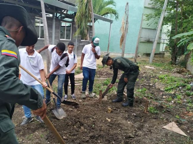 Policía siembra 250 semillas de mamoncillo y mangle en Cartagena