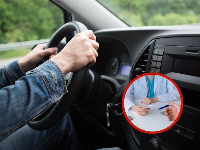 Persona conduciendo e imagen referente a exámenes médicos (Fotos vía Getty Images)