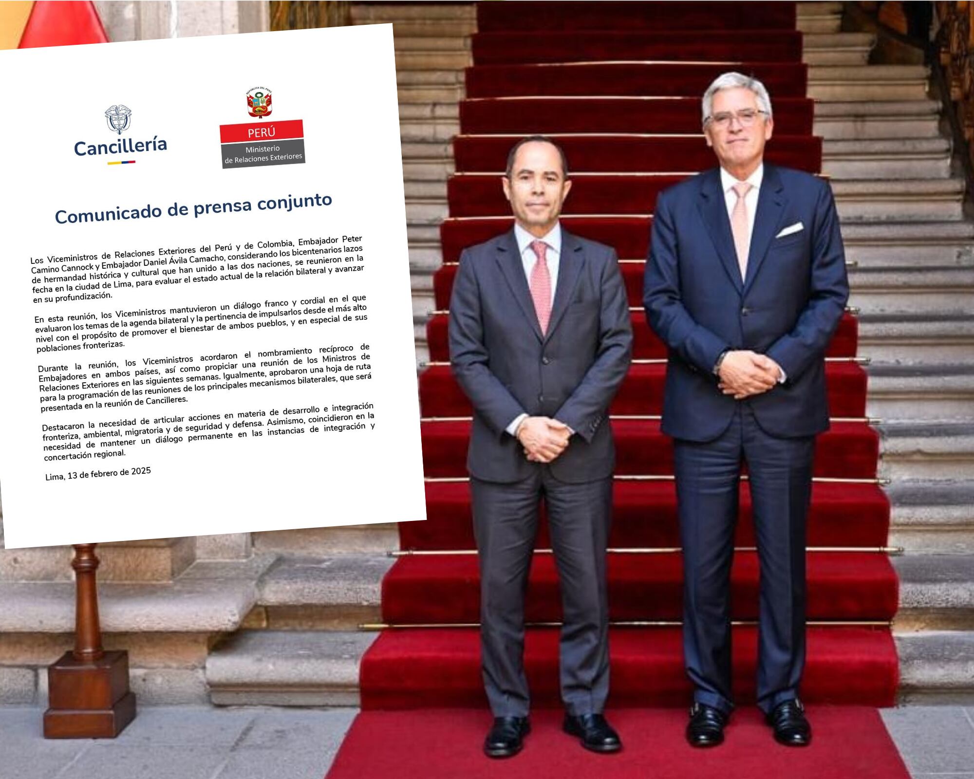 Los vicecancilleres de ambas naciones también anunciaron que habrá una reunión entre cancilleres para revisar los mecanismos de cooperación bilateral. 
(Foto: Cortesía Cancillería colombiana/ Caracol Radio)