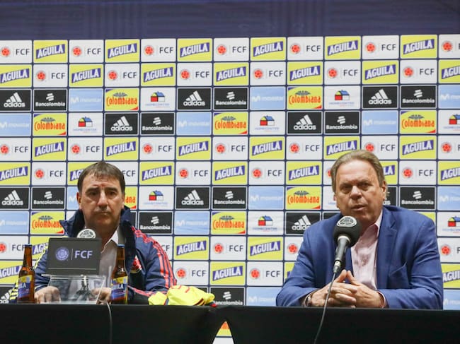 Ramón Jesurún y Néstor Lorenzo, el día de la presentación del argentino como nuevo DT de la Selección Colombia / Getty Images