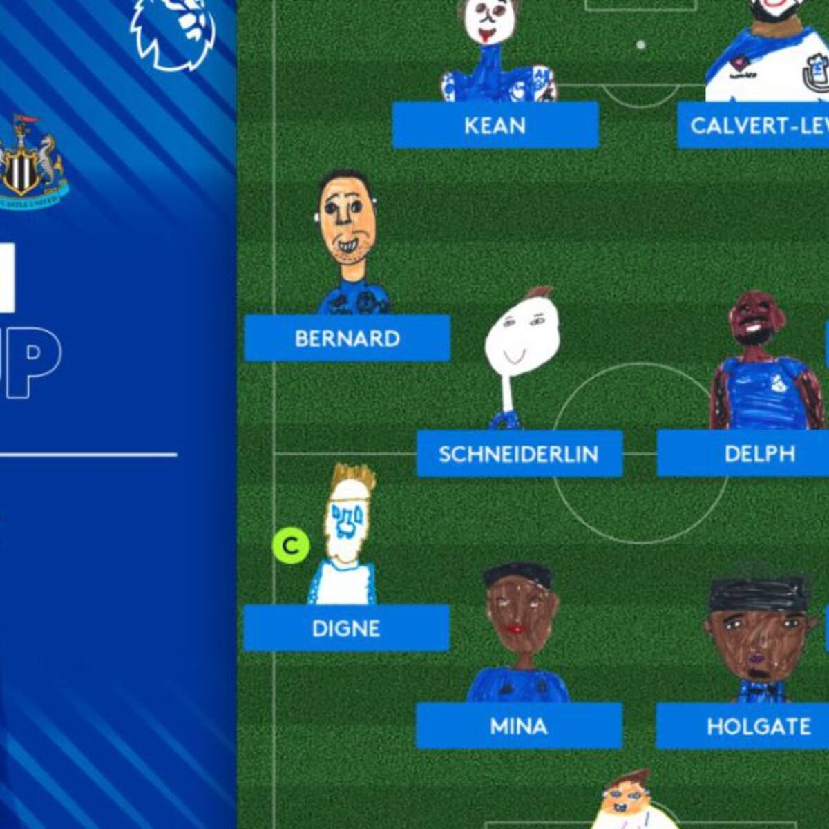 Los tiernos dibujos con los que Everton anunció su XI inicial en la Premier