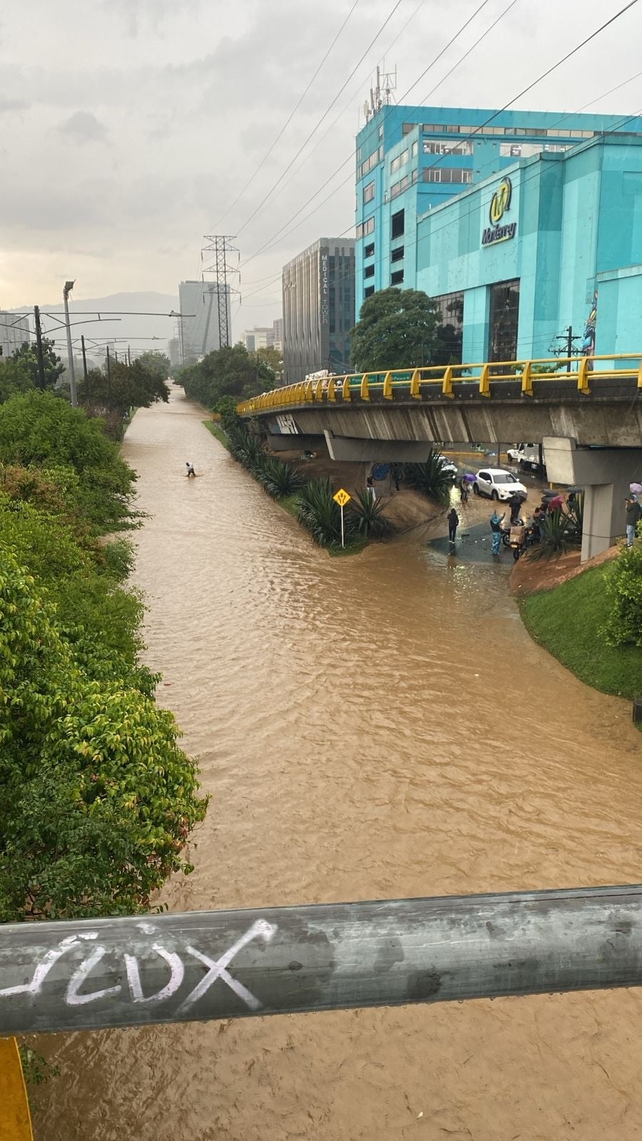 Avenida Reginal inundada en Monterrey- foto cortesía