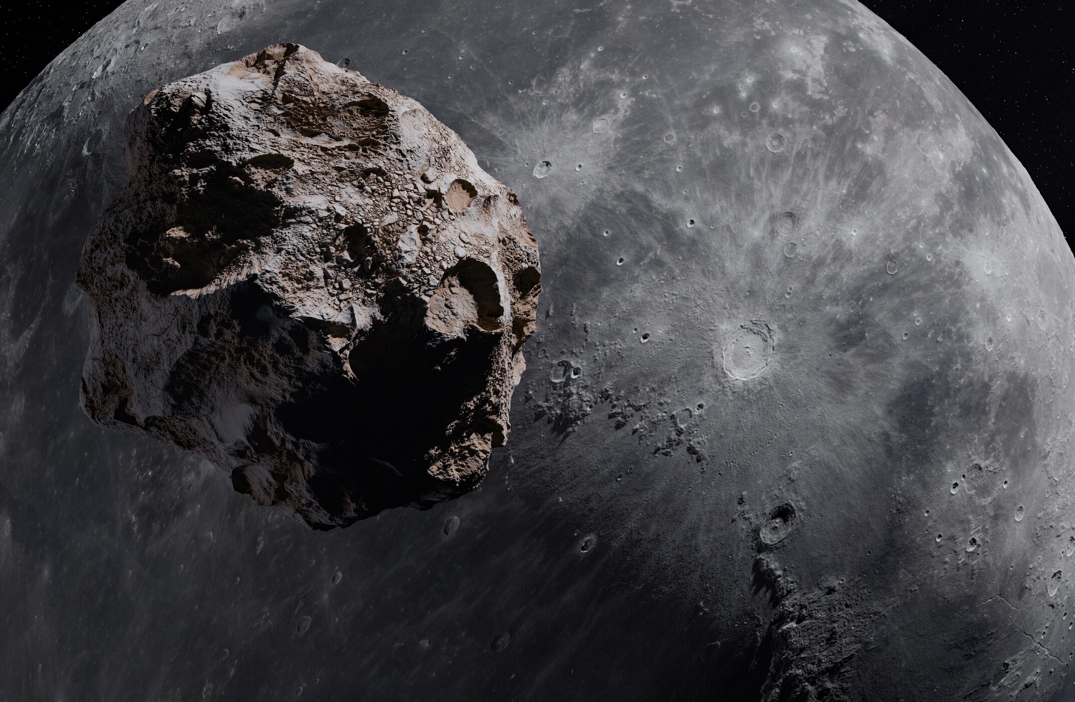 Imagen de referencia de asteroide y La Luna. Foto: Getty Images