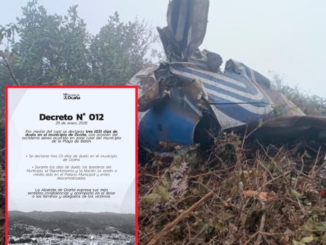 Alcaldía de Ocaña decreta tres días de duelo tras accidente aéreo en zona rural de la Playa de Belén