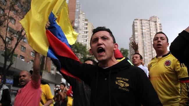Protestas de taxistas en varios puntos de la capital. Foto: Colprensa