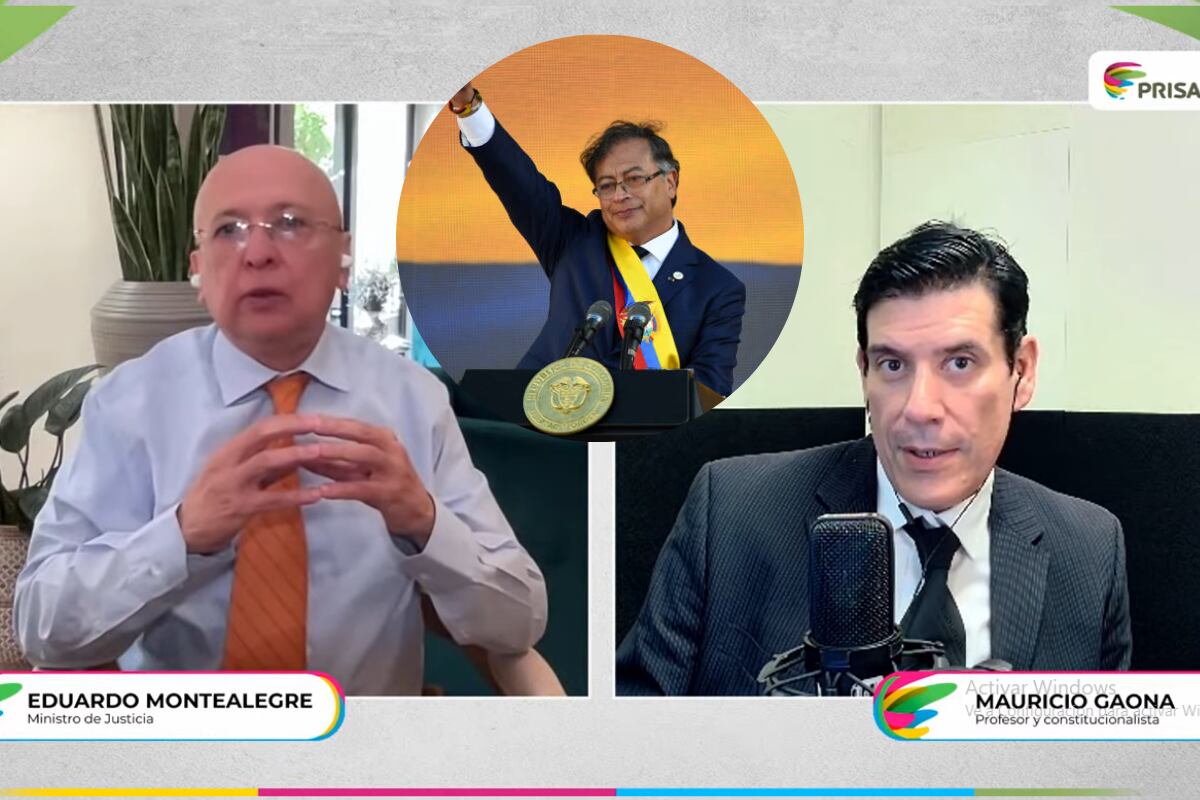 Presidente Gustavo Petro, el ministro de Justicia, Eduardo Montealegre, y el constitucionalista, Mauricio Gaona - Prisa Media - Getty Images
