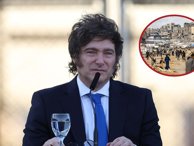 Javier Milei. Foto: Luciano González.Franja de Gaza. Foto: Khames Alrefi