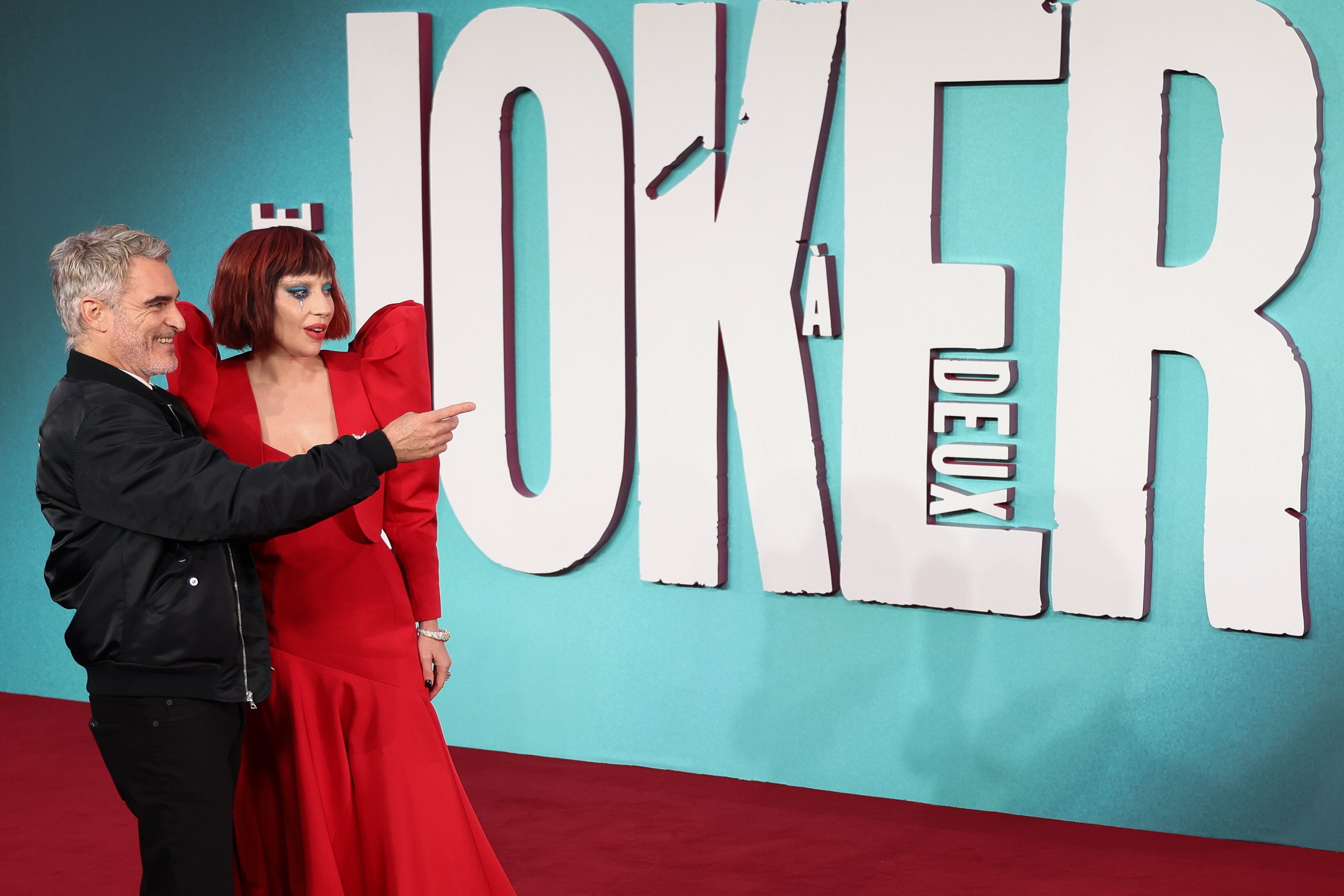 London (United Kingdom), 24/09/2024.- US actors Joaquin Phoenix (L) and Lady Gaga (R) arrive for the UK premiere of the movie 'Joker: Folie a Deux' at Cineworld Leicester Square in London, Britain, 25 September 2024. (Cine, Reino Unido, Londres, Fénix) EFE/EPA/ANDY RAIN