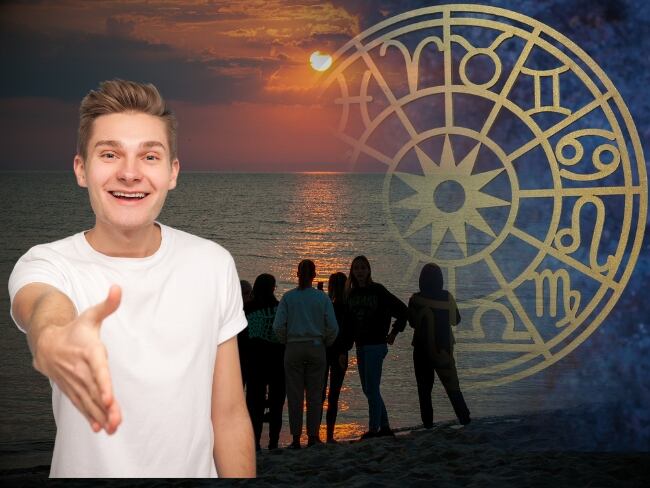 Imagen de referencia // Persona sociable // grupo de amigos // signos del horóscopo