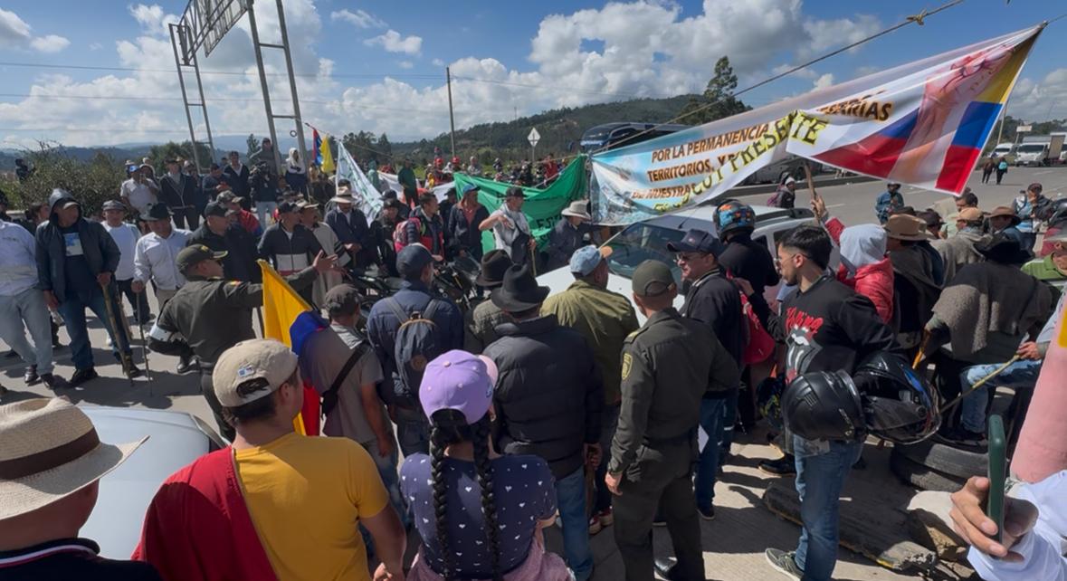 El único bloqueo en el departamento de Boyacá fue en Paipa. Foto | Caracol Radio