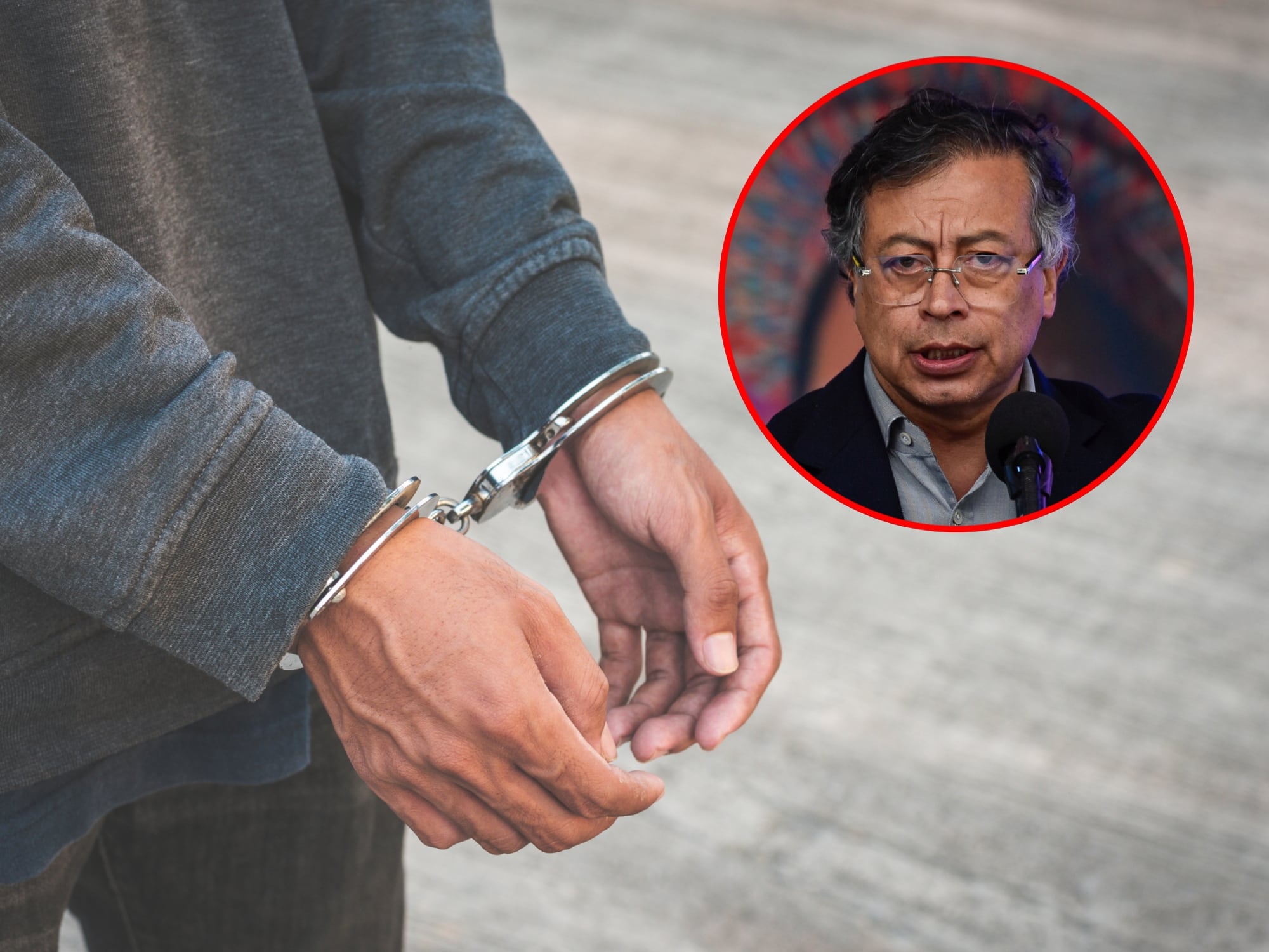 Imagen de referencia de arresto y Gustavo Petro. Fotos: Getty Images / (Colprensa - Cristian Bayona)