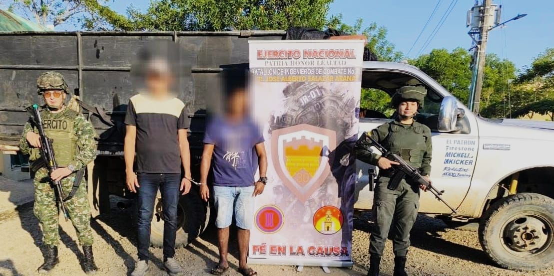 Presuntos integrantes del ELN capturados en Tibú / Foto: Ejército Nacional