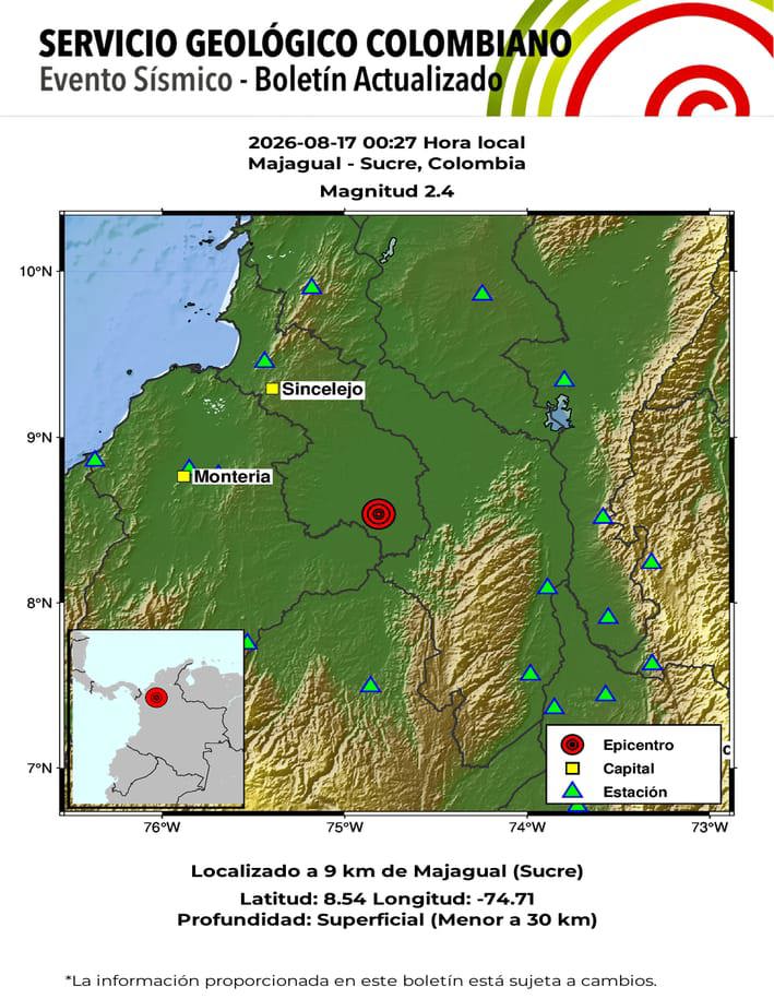 Nuevos sismos en el sur de Sucre en zona de influencia de la falla Romeral