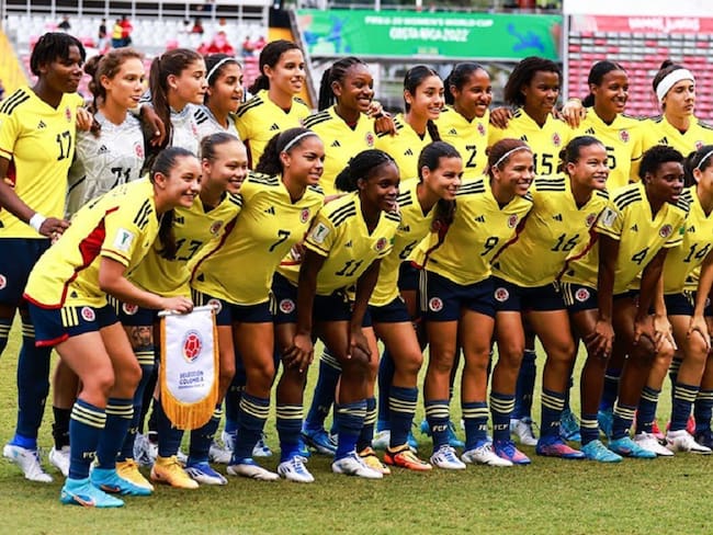 Las jugadoras de la Selección Colombia previo a su duelo ante México.