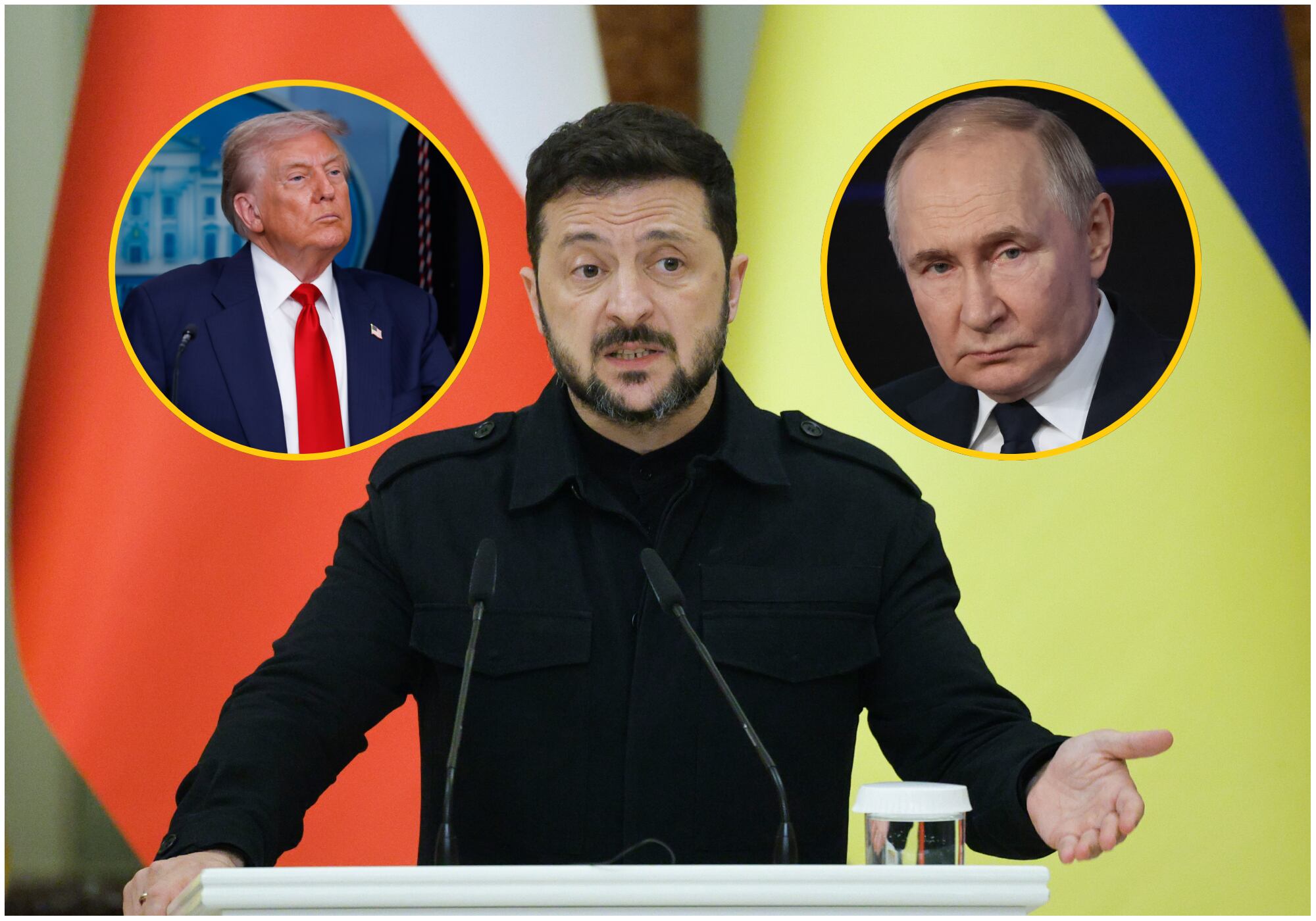 Zelenski, Trump y Putin. Foto: EFE/ Getty Images.