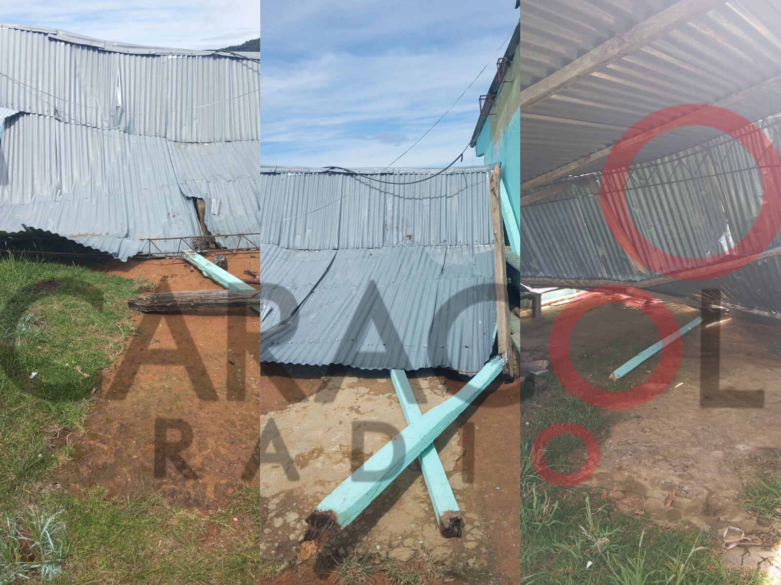 Vendaval destruyó comedor estudiantil en colegio rural de La Esperanza. Foto: Cortesía.