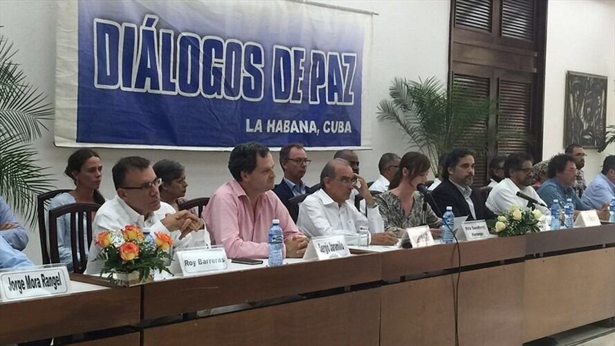 Las delegaciones del Gobierno Nacional y las Farc dieron a conocer los acuerdos alcanzados en el marco del proceso de paz. Foto: Colprensa