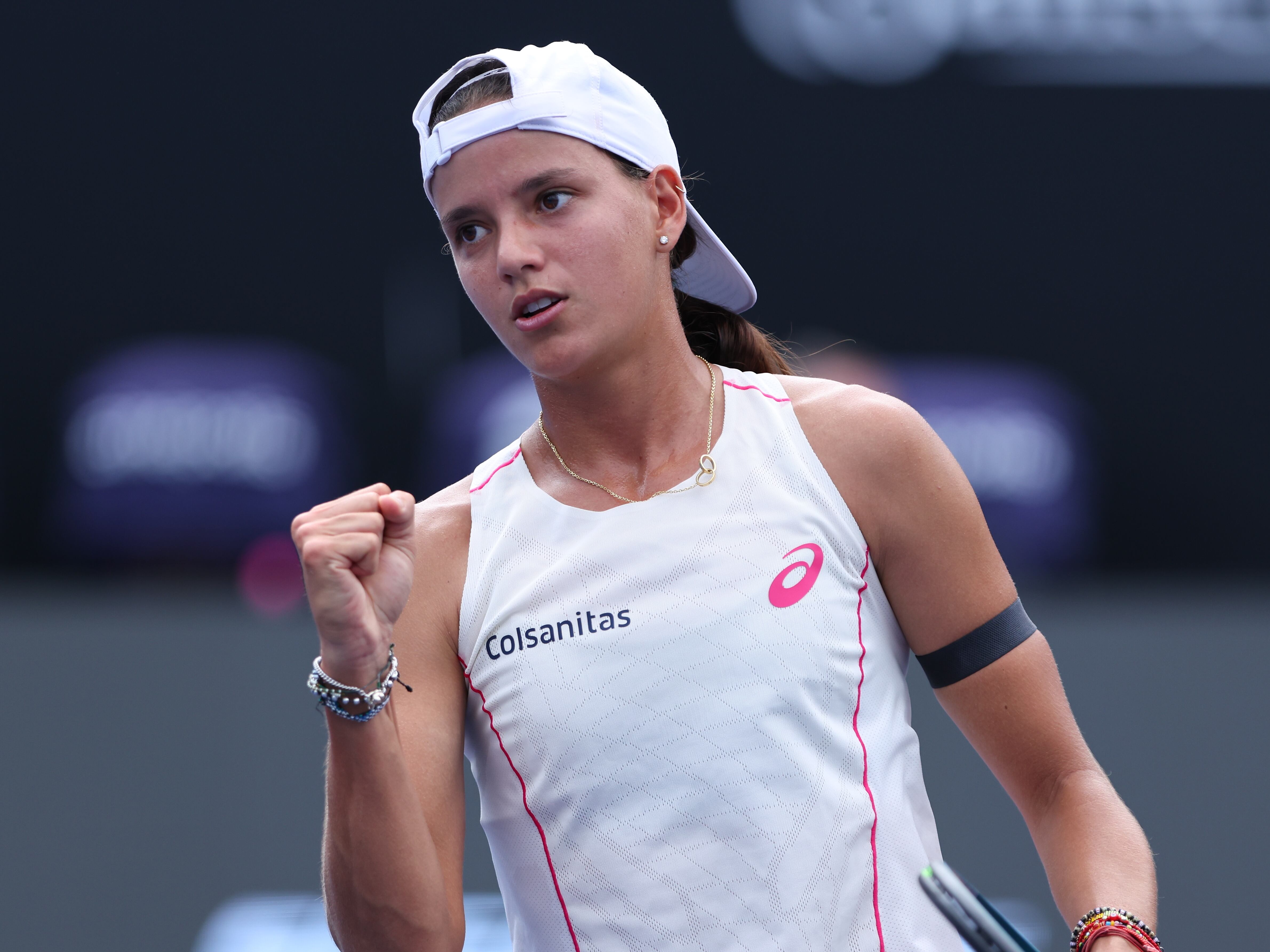 Emiliana Arango durante su juego de cuartos de final del WTA 500 de Guadalajara.  (Photo by Simon Barber/Getty Images)
