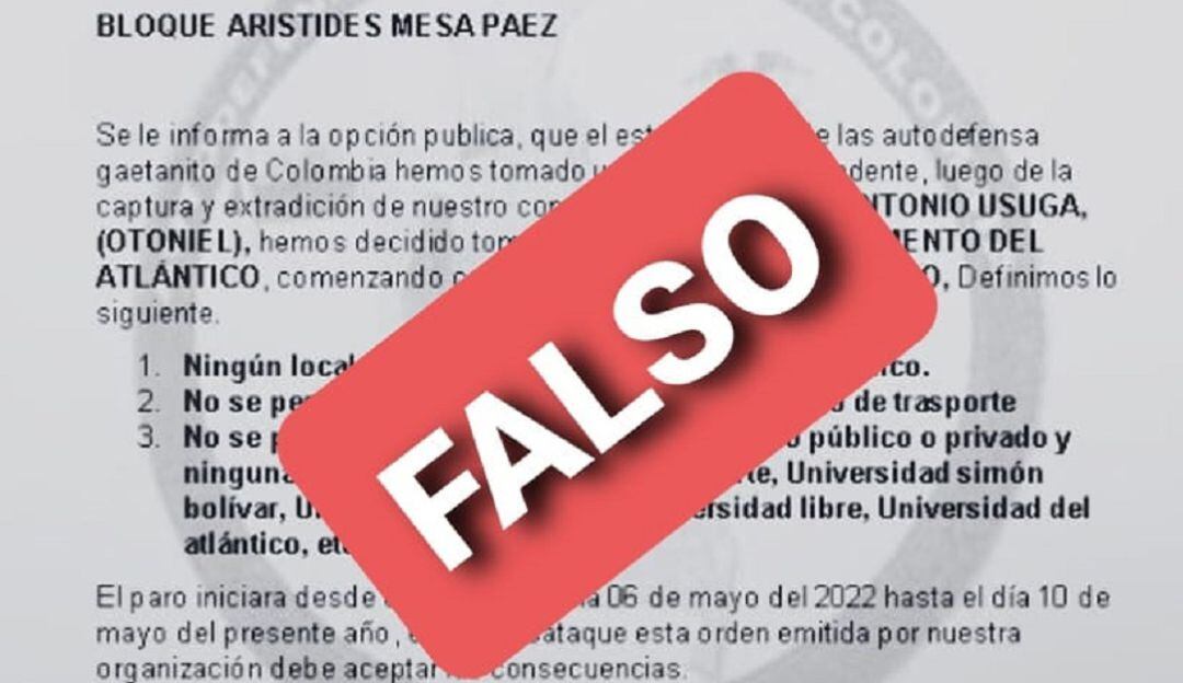 El panfleto está circulando en redes sociales