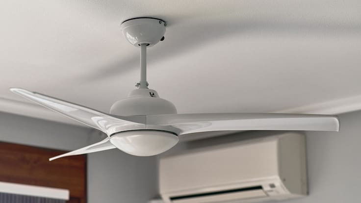 Imagen de un ventilador y aire acondicionado dentro de una habitación (Getty Images)