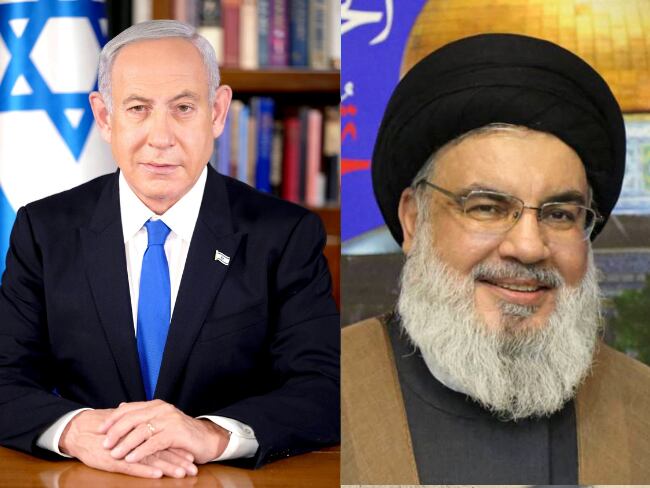 Primer ministro israelí, Benjamin Netanyahu. Líder de Hezbolá, 	Hasán Nasralá.