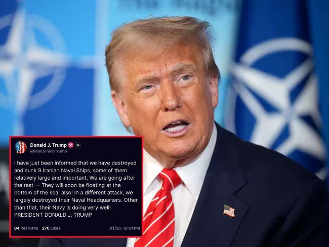 Presidente Trump afirma que EE.UU. hundió nueve buques iraníes y destruyó su cuartel naval