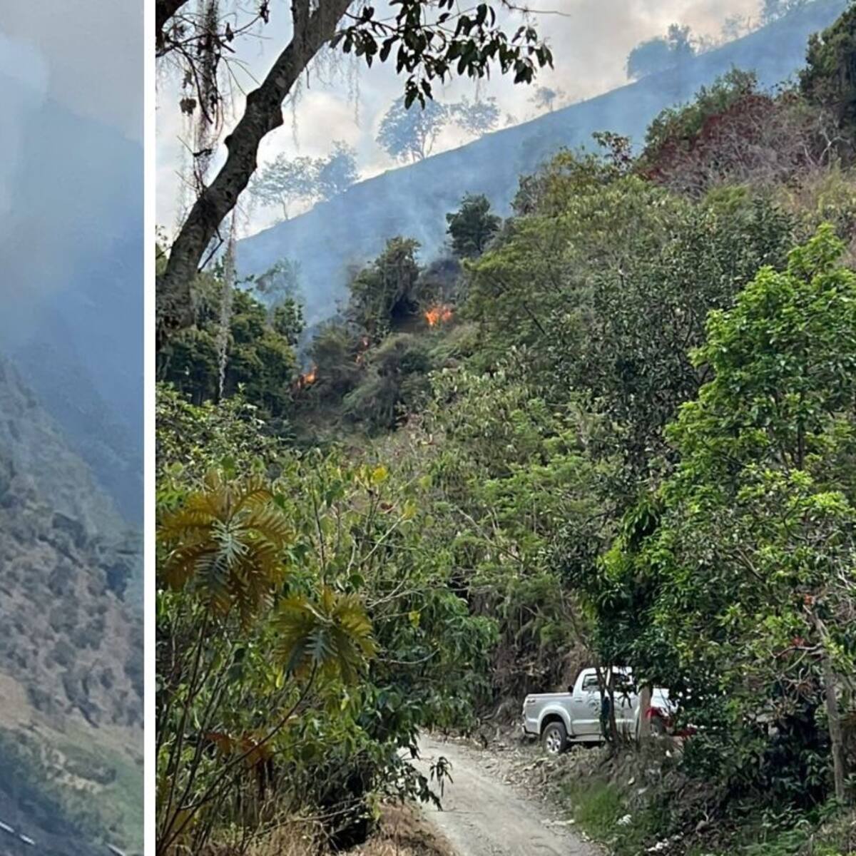 Incendio forestal en una montaña provoca la evacuación de viviendas en Matanza