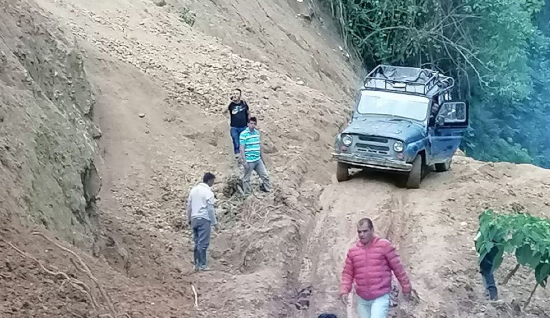 Este es el estado de la vía al corregimiento de Bilbao. 