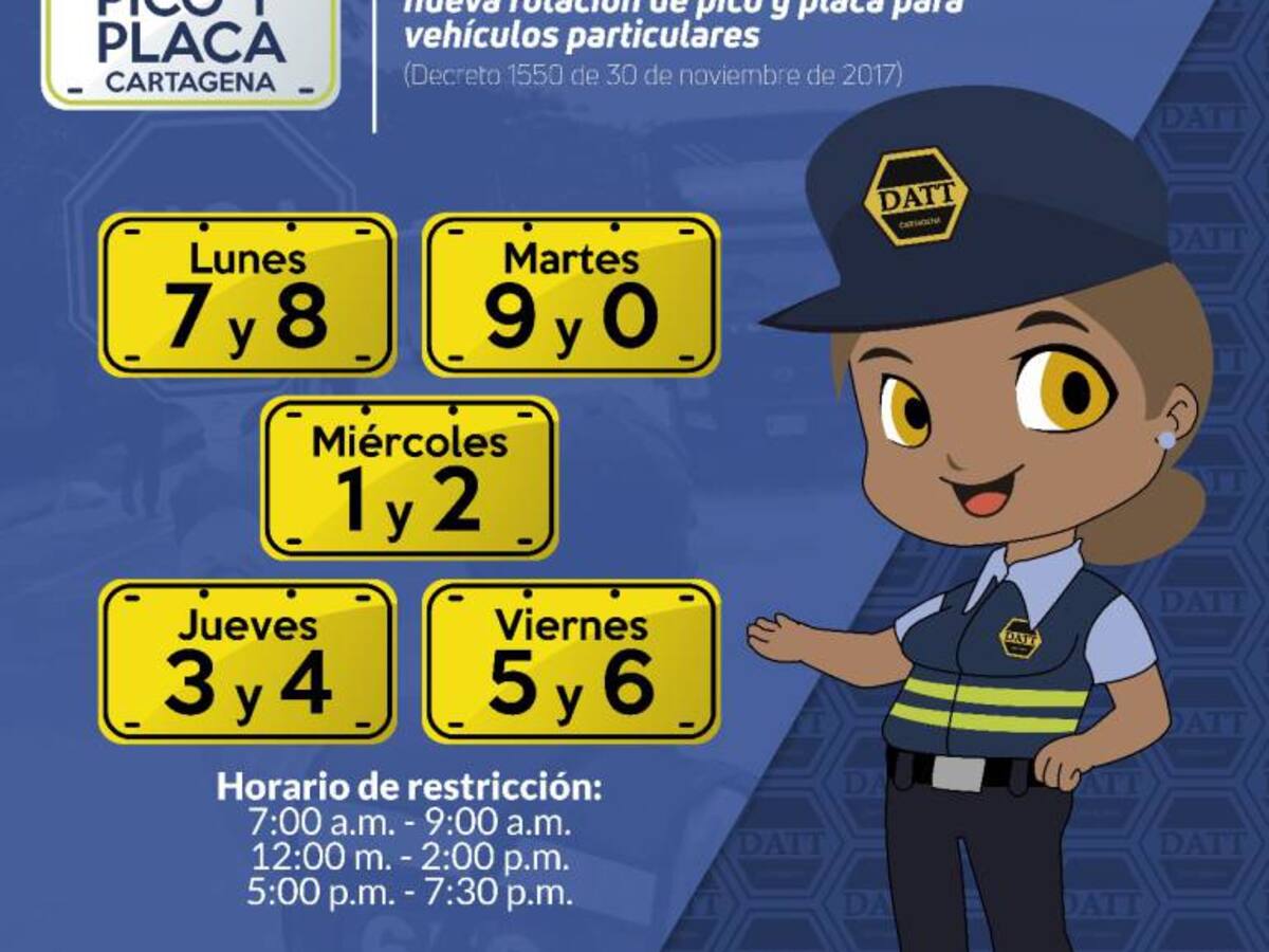 Nueva rotación del pico y placa para vehículos particulares en Cartagena