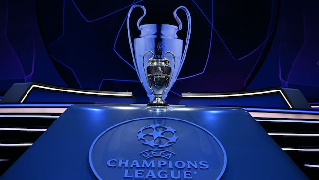 MONACO, MONACO - AUGUST 31: A view of the UEFA Champions League trophy ahead of the the UEFA Champions League 2023/24 Group Stage Draw at Grimaldi Forum on August 31, 2023 in Monaco, Monaco. (Photo by Kristian Skeie - UEFA/UEFA via Getty Images)