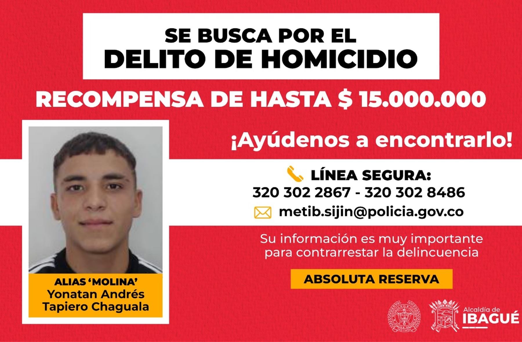 Alias ´Molina´ uno de los más buscados de Ibagué