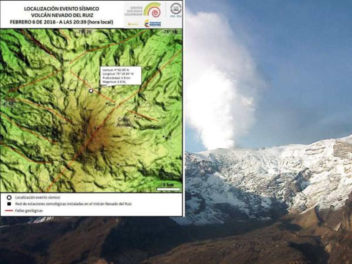 Temblor en el Volcán Nevado del Ruiz se sintió en Manizales