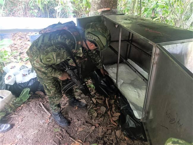 Laboratorio para el procesamiento de base de coca en La Esperanza. / Foto: Ejército Nacional.