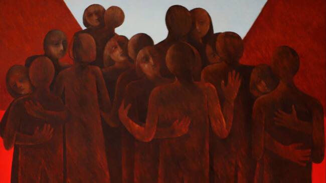 Las pinturas seleccionadas tienen una clara referencia al diálogo, no como acto político, sino como necesidad de convivencia