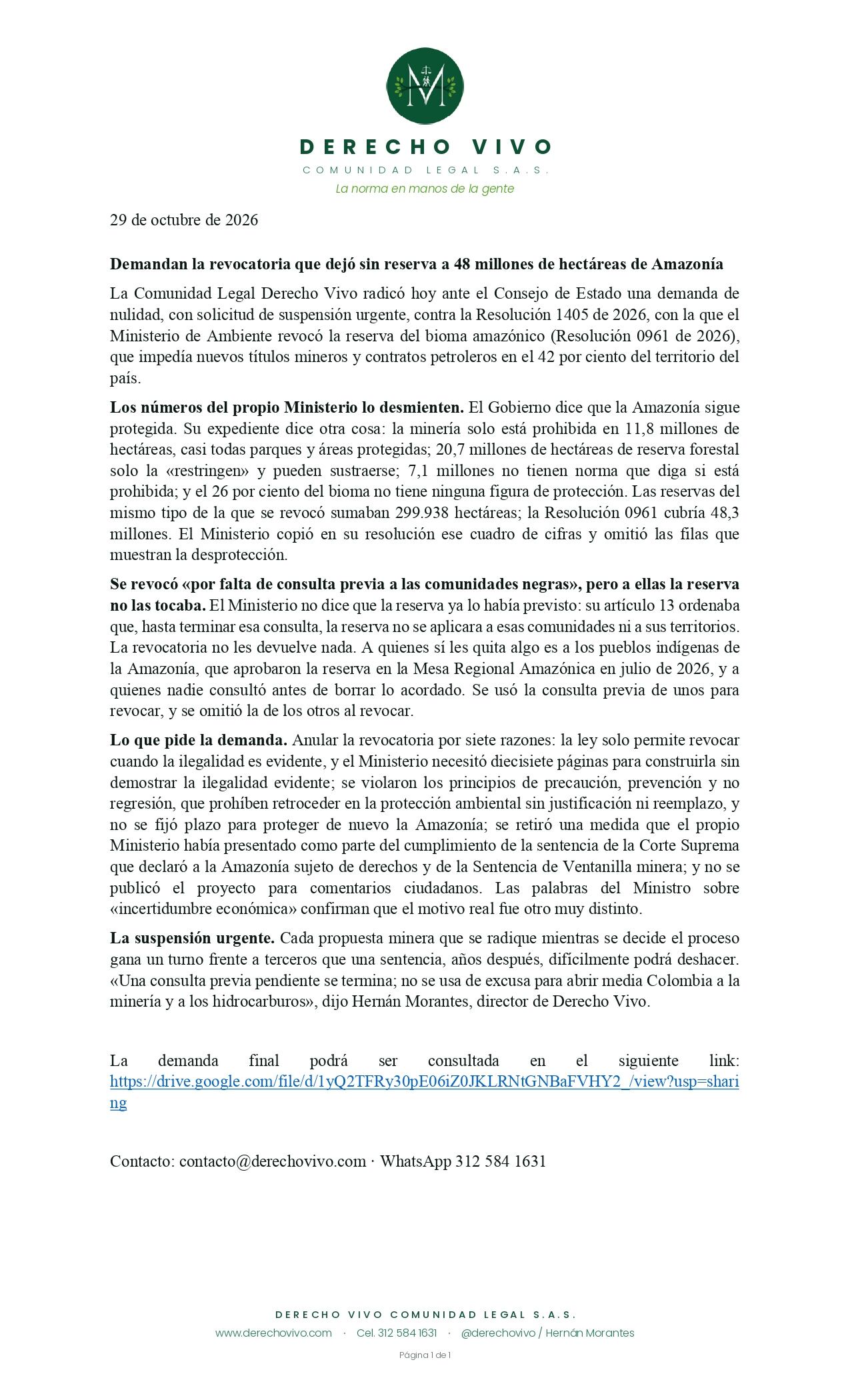 Foto: Derecho Vivo Comunidad Legal