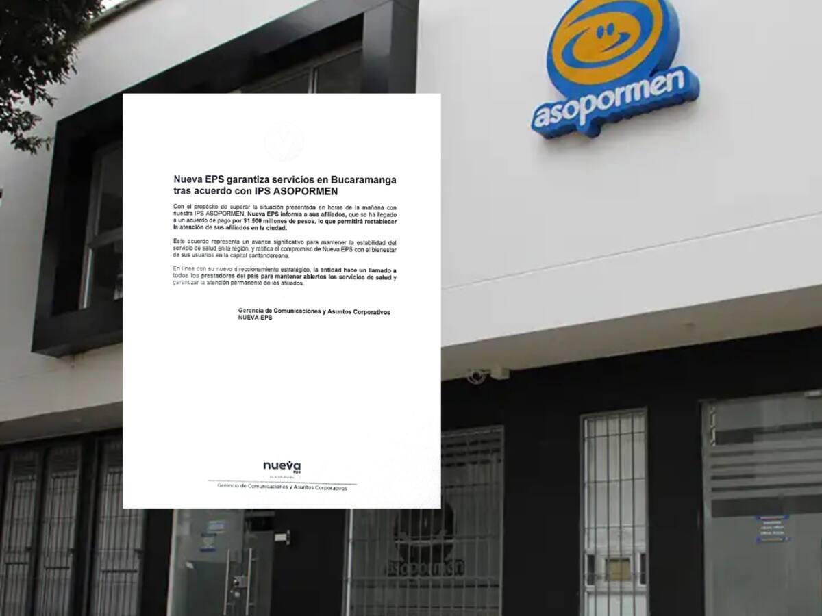 Nueva EPS llega a un acuerdo con IPS Asopormen tras protesta de padres en Bucaramanga