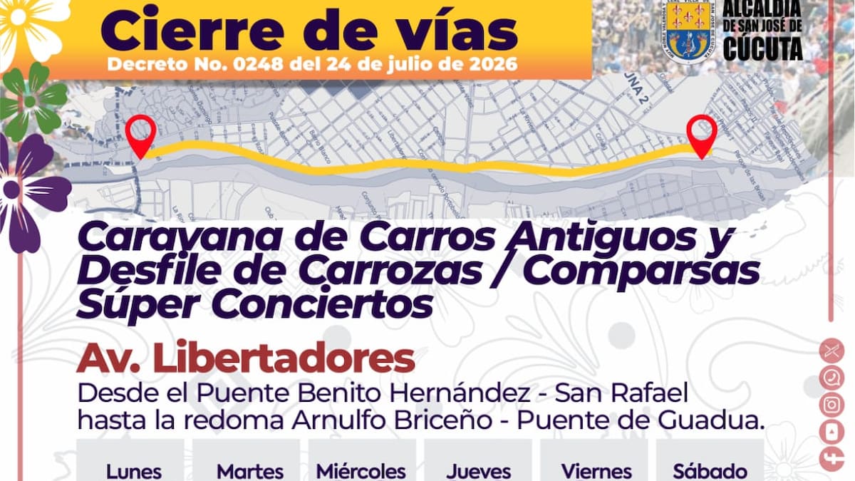 Ferias de Cúcuta: Tenga en cuenta los cierres viales sobre el Malecón