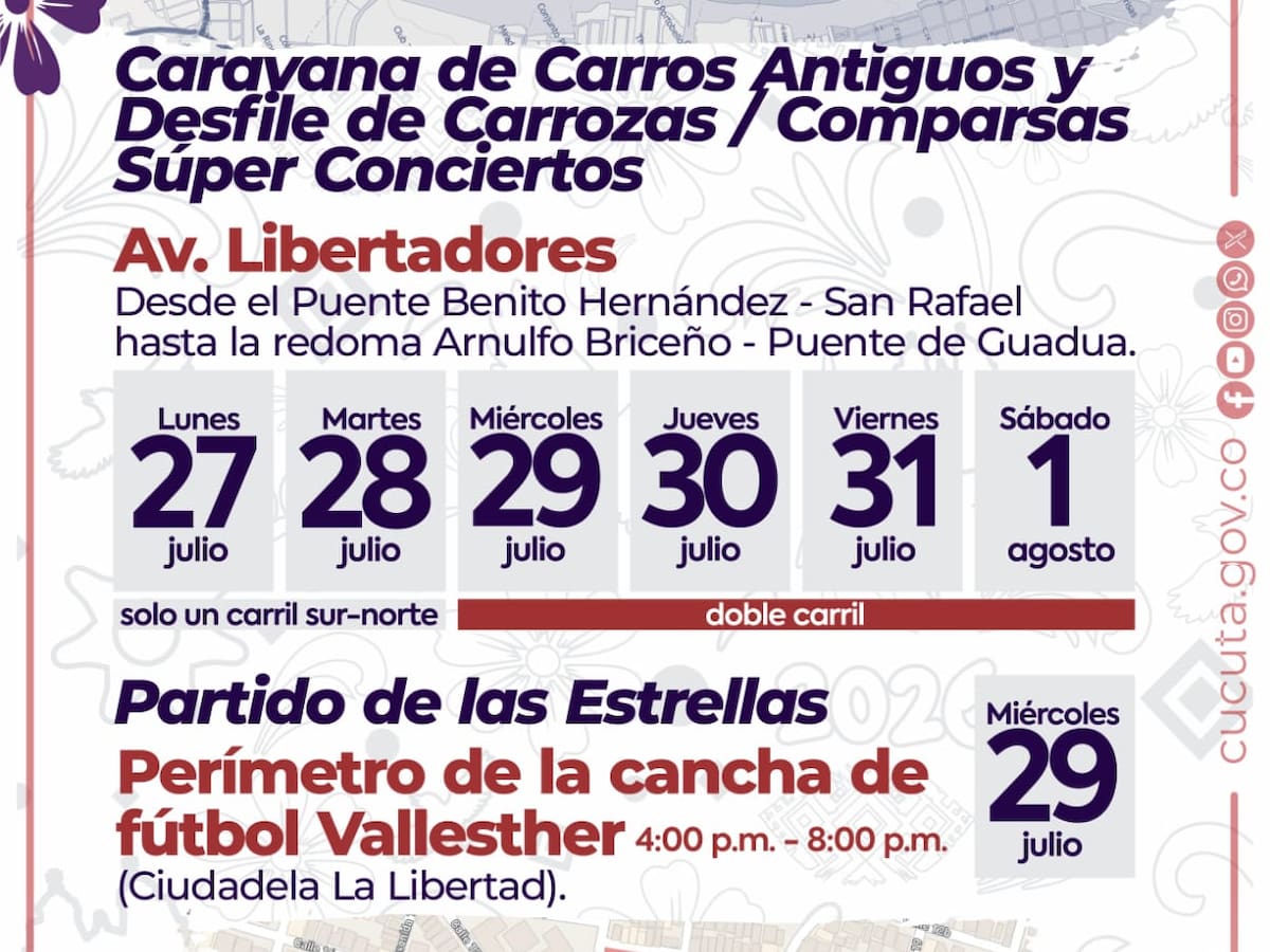 Ferias de Cúcuta: Tenga en cuenta los cierres viales sobre el Malecón