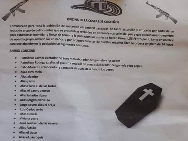 Supuesto panfleto amenazante