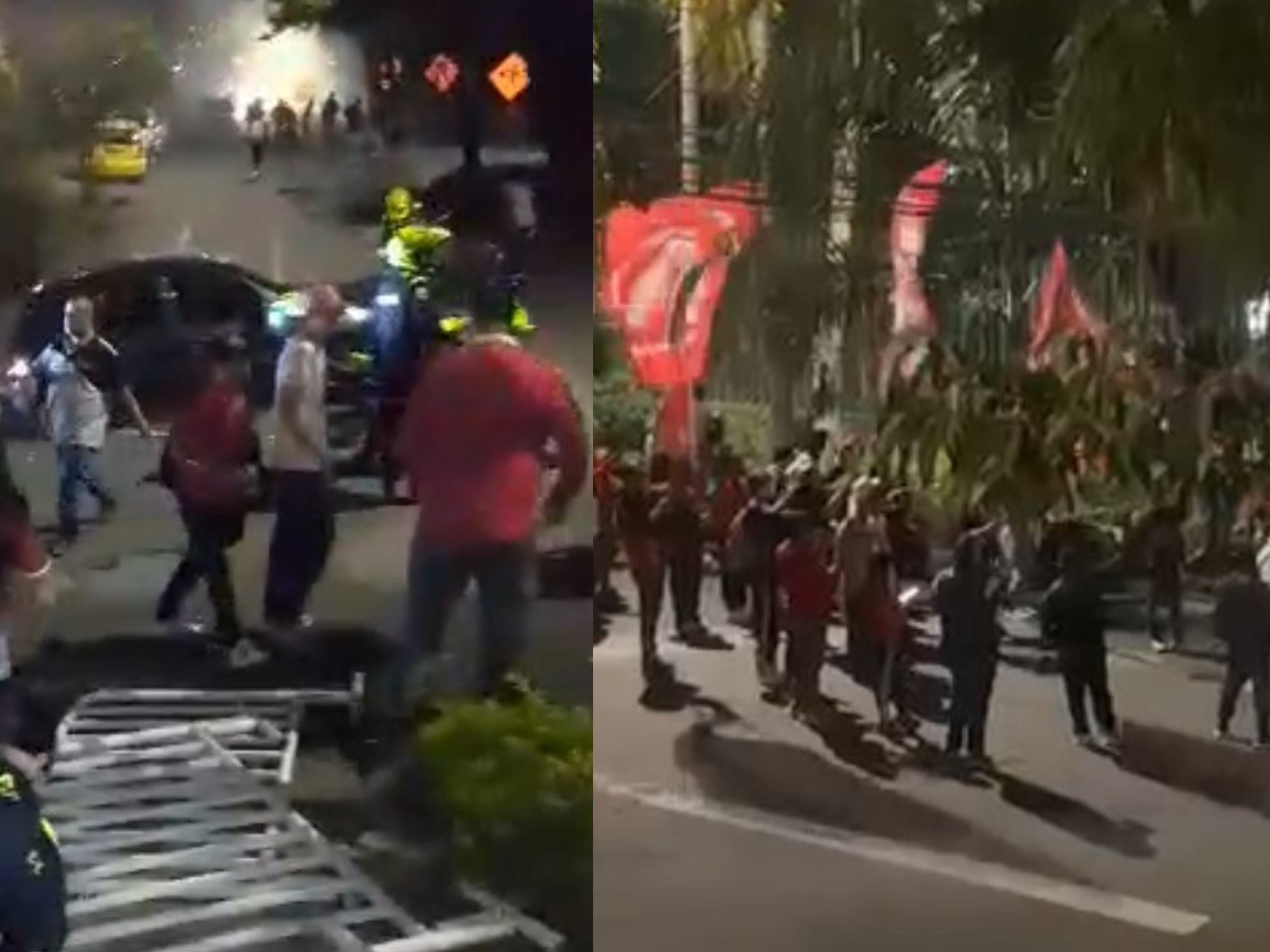 Riña entre hinchas del Atlético Nacional y América de Cali en Medellín. Foto: Cortesía.